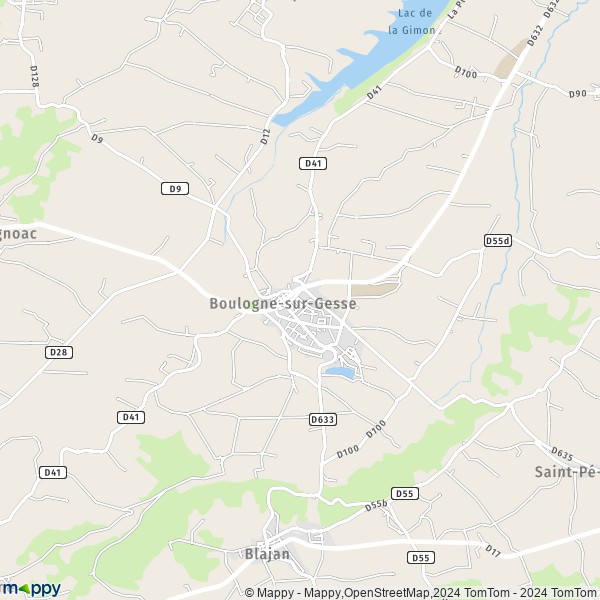 De kaart voor de stad Boulogne-sur-Gesse 31350