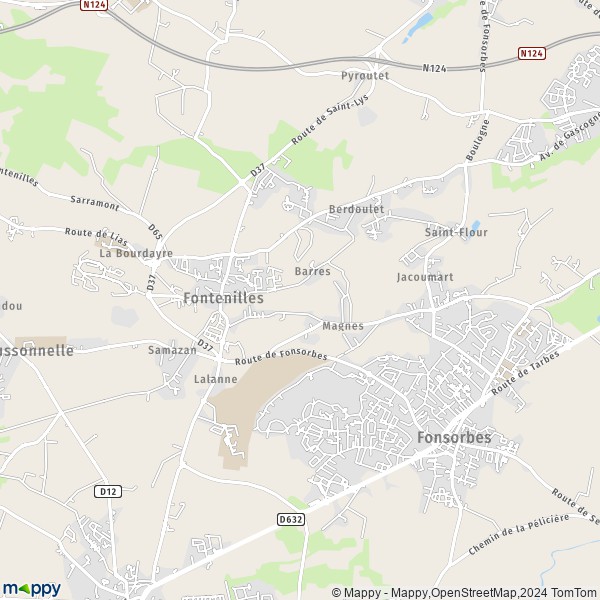 De kaart voor de stad Fontenilles 31470