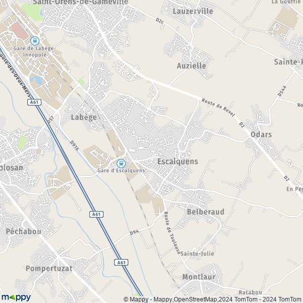 De kaart voor de stad Escalquens 31750
