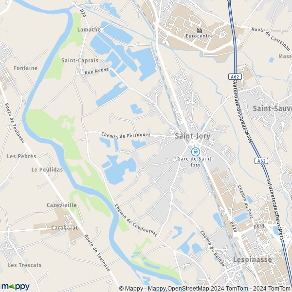 De kaart voor de stad Saint-Jory 31790