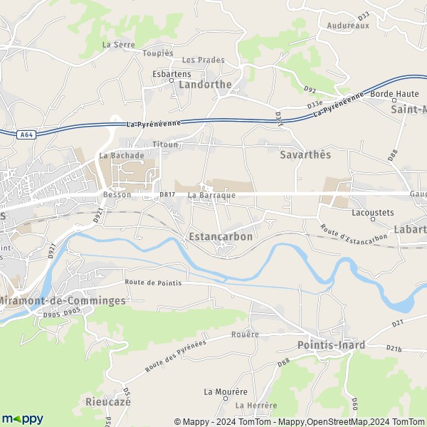 De kaart voor de stad Estancarbon 31800