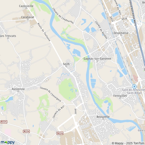 De kaart voor de stad Seilh 31840