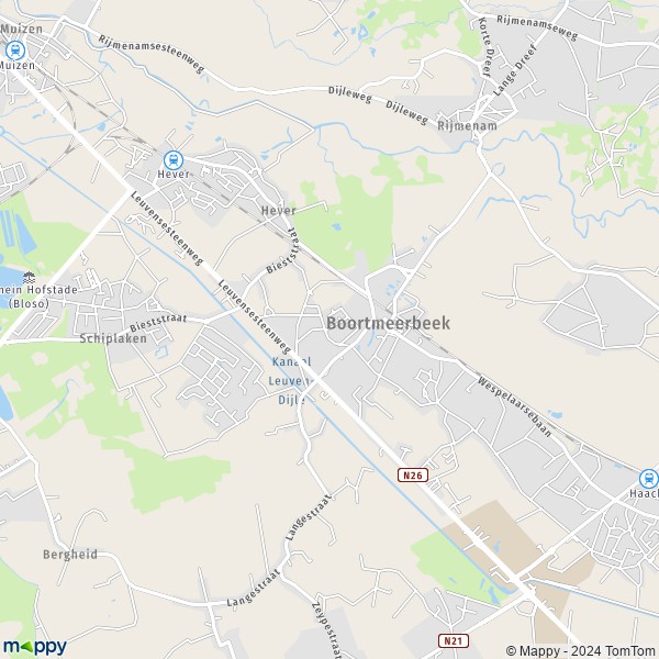 De kaart voor de stad 3190-3191 Boortmeerbeek