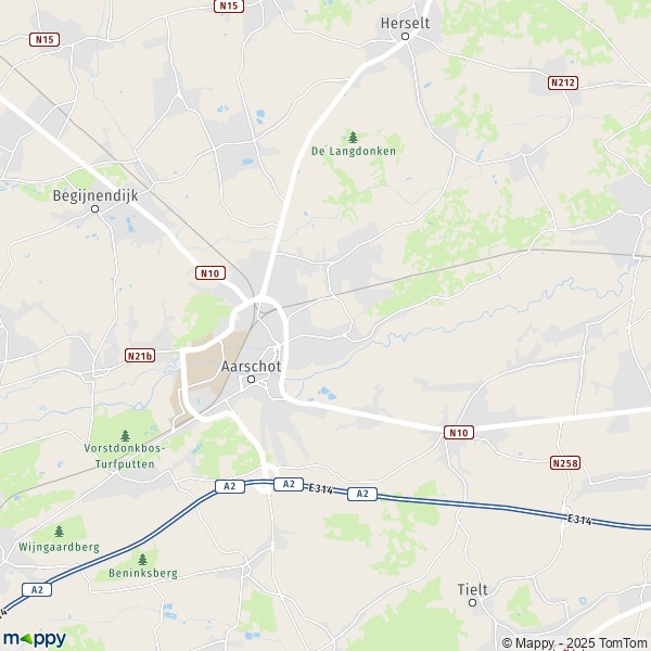 De kaart voor de stad 3200-3202 Aarschot