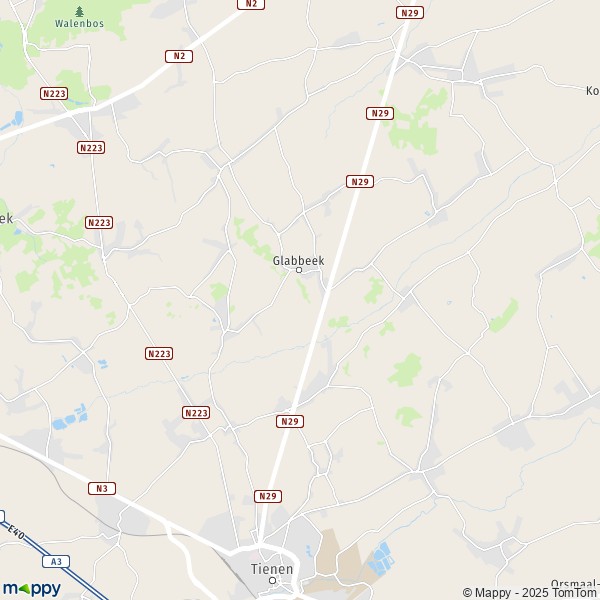 De kaart voor de stad 3211-3472 Glabbeek