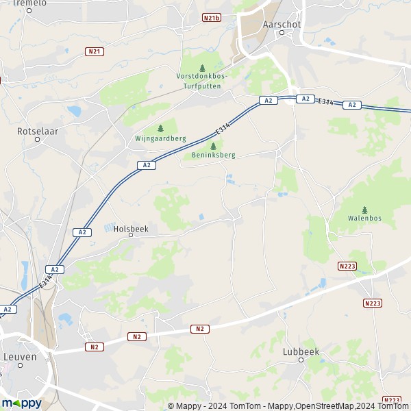 De kaart voor de stad 3220-3221 Holsbeek