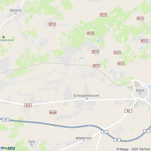 De kaart voor de stad 3270-3272 Scherpenheuvel-Zichem