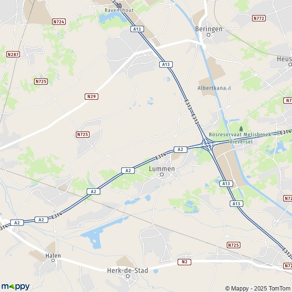 De kaart voor de stad 3290-3560 Lummen