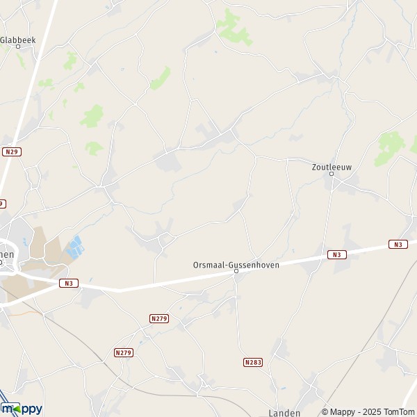 De kaart voor de stad 3300-3471 Linter