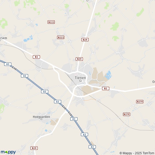 De kaart voor de stad 3300 Tienen