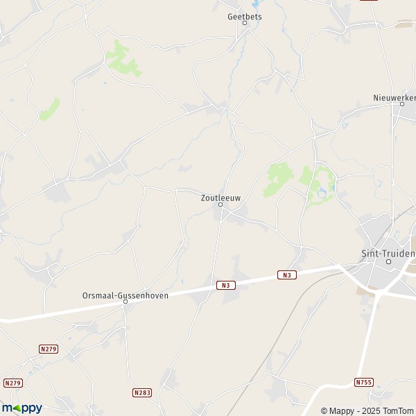 De kaart voor de stad 3350-3803 Zoutleeuw