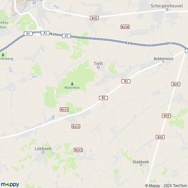 De kaart voor de stad 3390-3460 Tielt-Winge