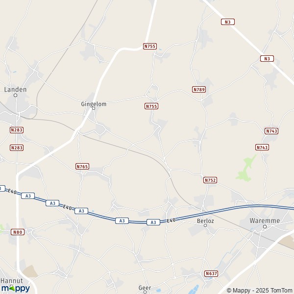 De kaart voor de stad 3401-3891 Gingelom