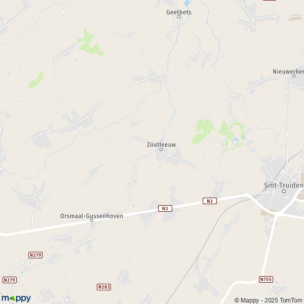 De kaart voor de stad 3440 Zoutleeuw