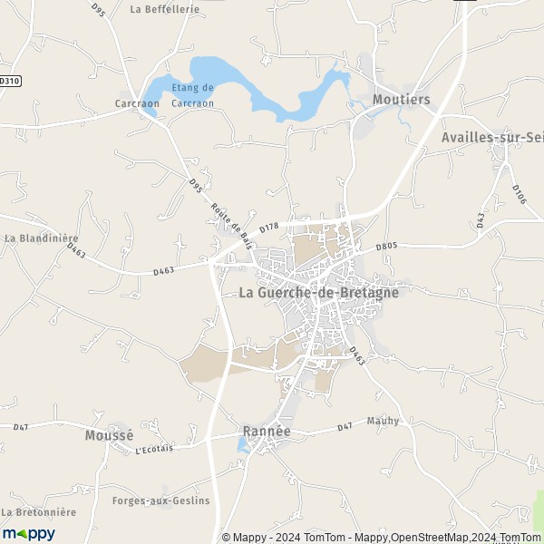 De kaart voor de stad La Guerche-de-Bretagne 35130