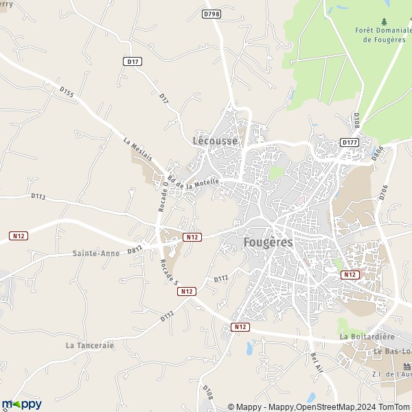 De kaart voor de stad Lécousse 35133