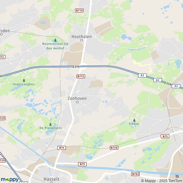 De kaart voor de stad 3520 Zonhoven