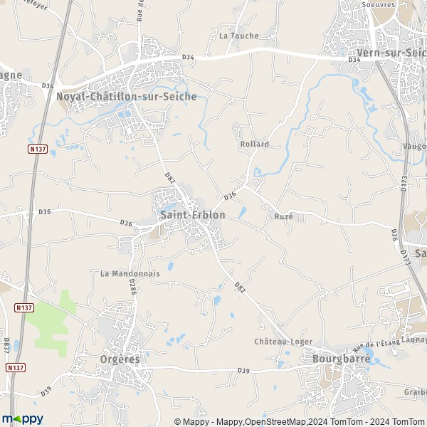 De kaart voor de stad Saint-Erblon 35230