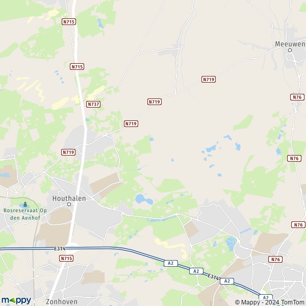 De kaart voor de stad 3530 Houthalen-Helchteren