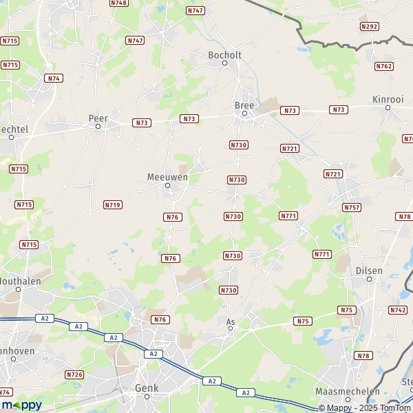 De kaart voor de stad 3530-3990 Oudsbergen