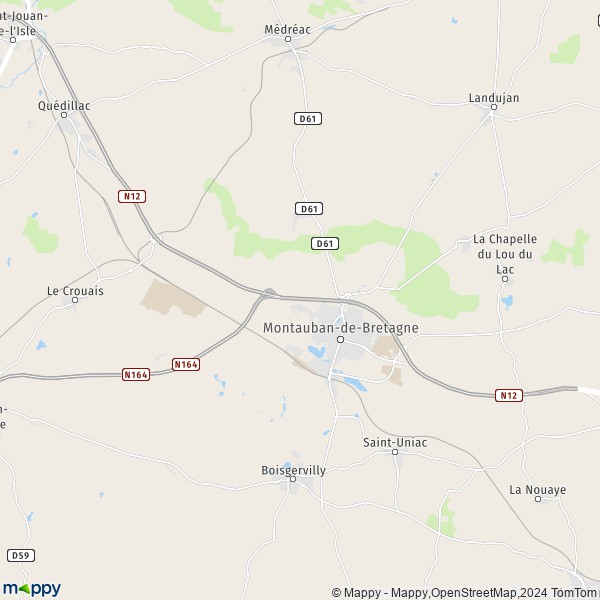 De kaart voor de stad Montauban-de-Bretagne 35360