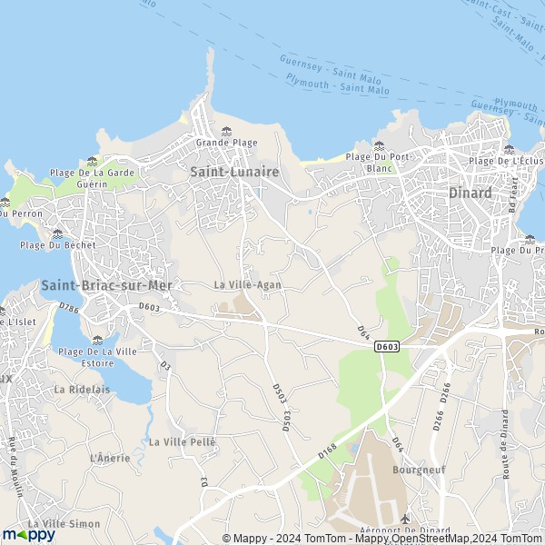 De kaart voor de stad Saint-Lunaire 35800