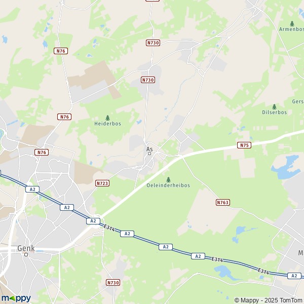 De kaart voor de stad 3630-3665 As