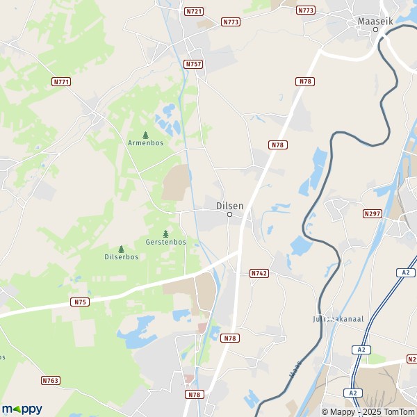 De kaart voor de stad 3630-3680 Dilsen-Stokkem