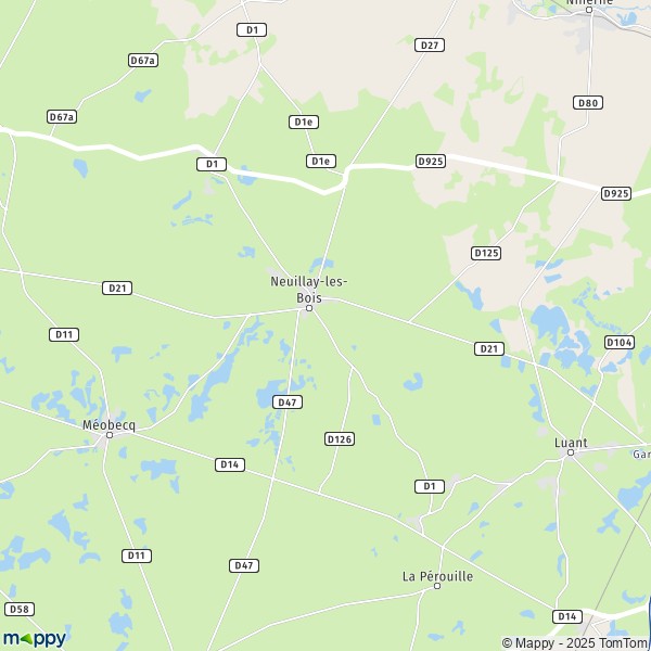 De kaart voor de stad Neuillay-les-Bois 36500