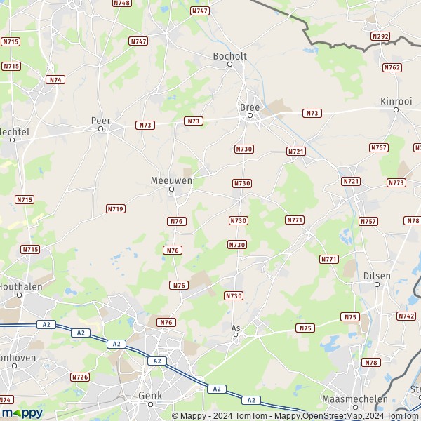 De kaart voor de stad Opglabbeek, 3660 Oudsbergen