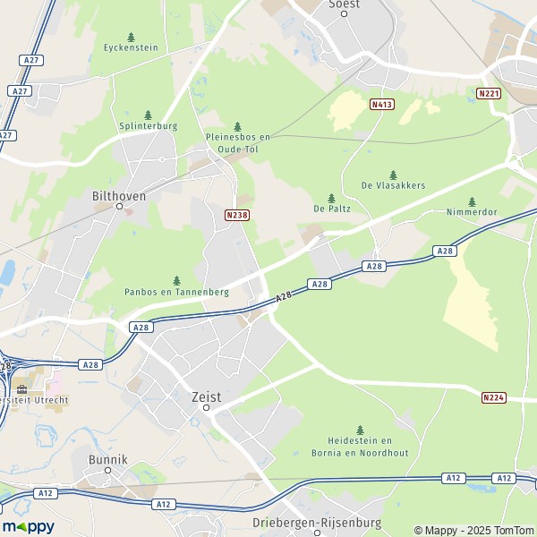 De kaart voor de stad Zeist 3701-3769