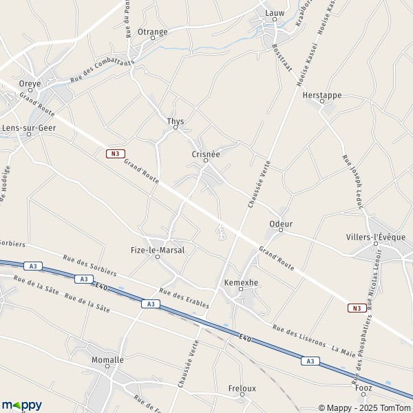 De kaart voor de stad 3717-4367 Crisnée