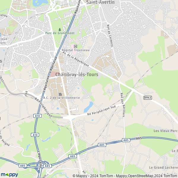 De kaart voor de stad Chambray-lès-Tours 37170