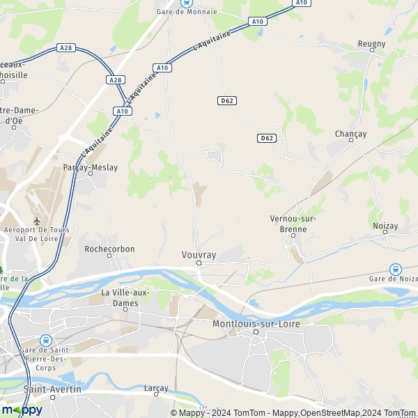 De kaart voor de stad Vouvray 37210