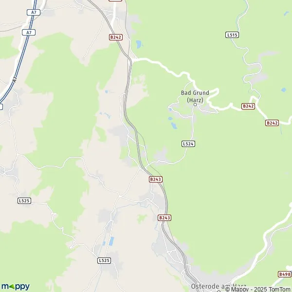 De kaart voor de stad 37539 Bad Grund (Harz)