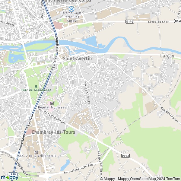 De kaart voor de stad Saint-Avertin 37550