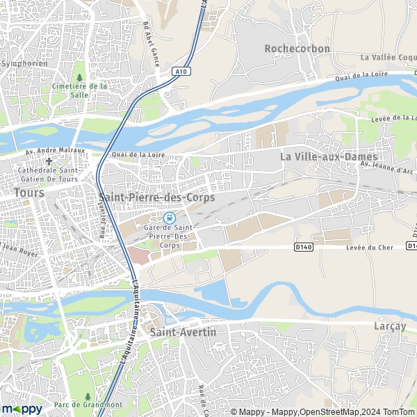 De kaart voor de stad Saint-Pierre-des-Corps 37700