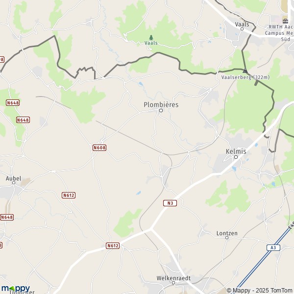 De kaart voor de stad 3791-4852 Plombières