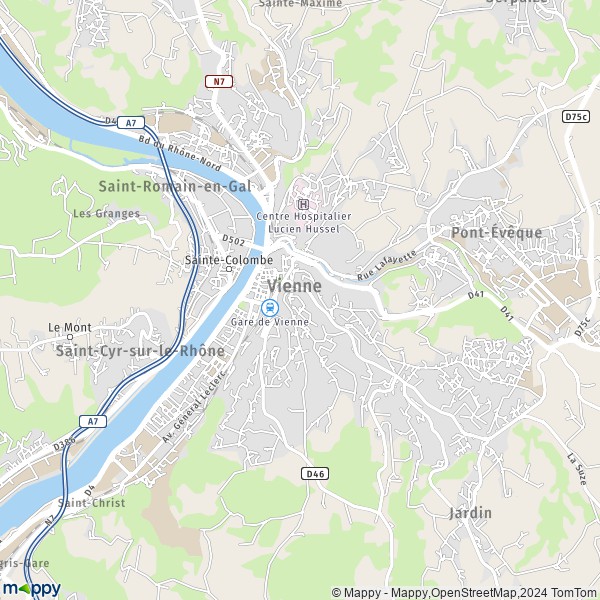 De kaart voor de stad Vienne 38200