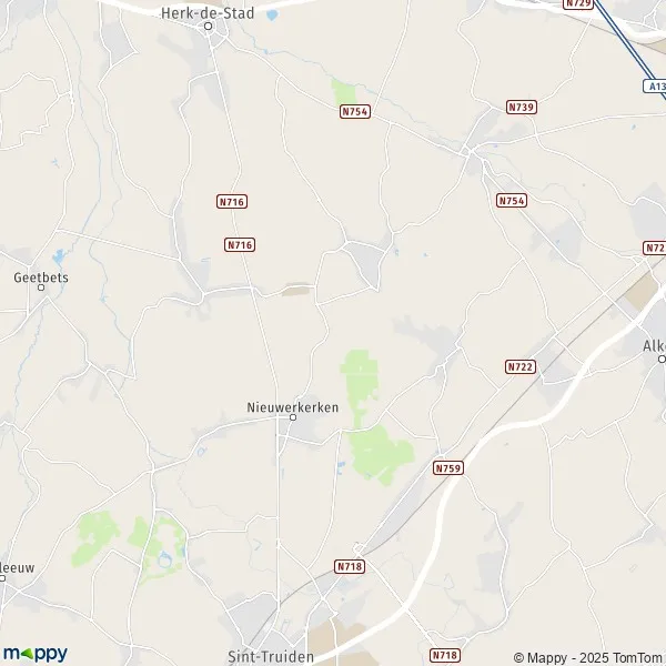 Plattegrond Nieuwerkerken kaart van Nieuwerkerken (3850) en