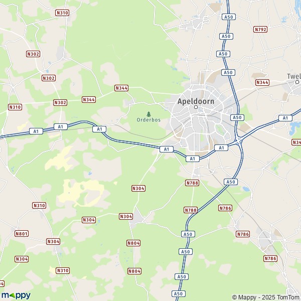 De kaart voor de stad Apeldoorn 3852-8171