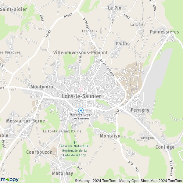 De kaart voor de stad Lons-le-Saunier 39000