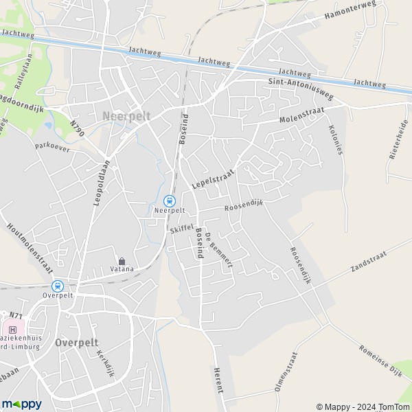 De kaart voor de stad Neerpelt, 3910 Pelt