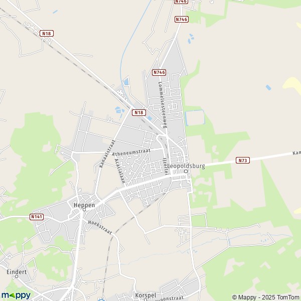 De kaart voor de stad 3940-3971 Leopoldsburg