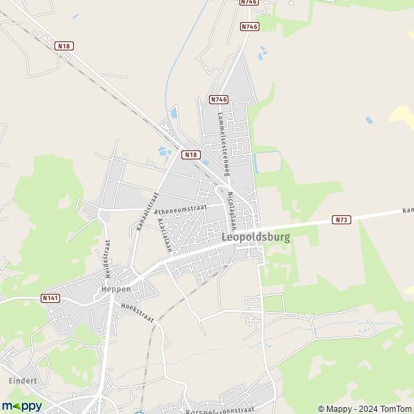 De kaart voor de stad 3970-3971 Leopoldsburg