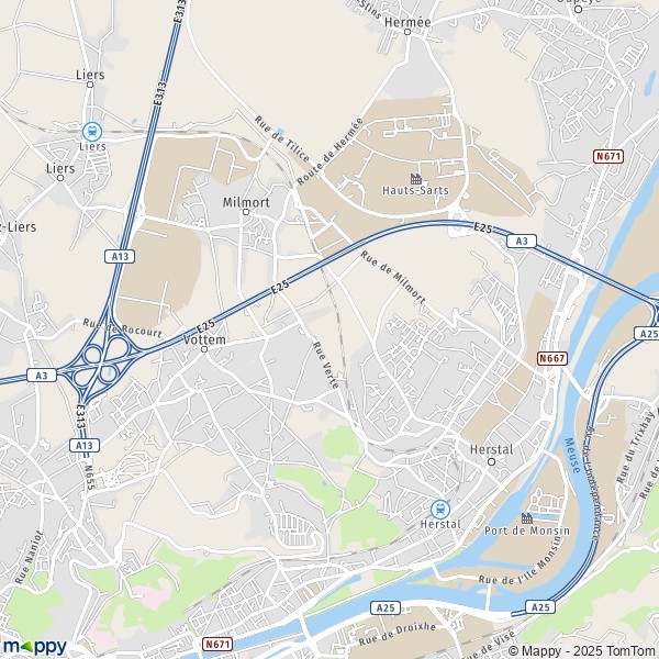 De kaart voor de stad 4000-4683 Herstal