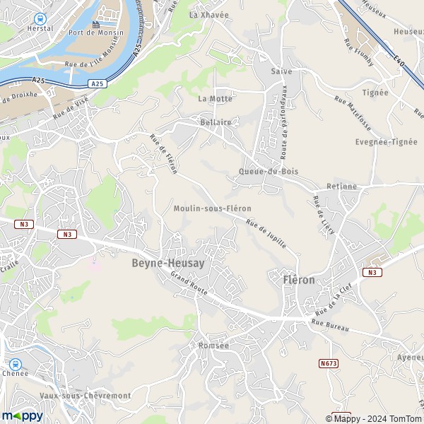 De kaart voor de stad 4020-4610 Beyne-Heusay