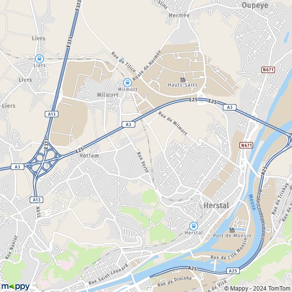 De kaart voor de stad 4040-4042 Herstal
