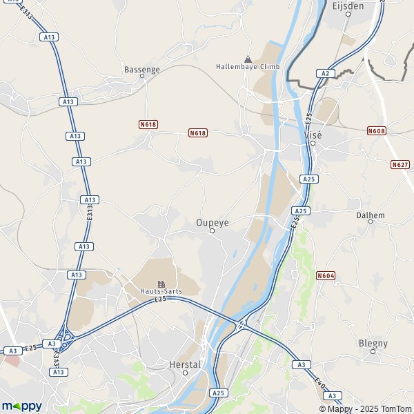 De kaart voor de stad 4040-4684 Oupeye