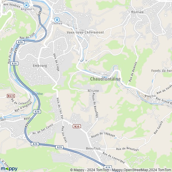 De kaart voor de stad 4050-4053 Chaudfontaine